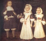 unknow artist THe Mason Children:David,Joanna,and Abigail Norge oil painting reproduction